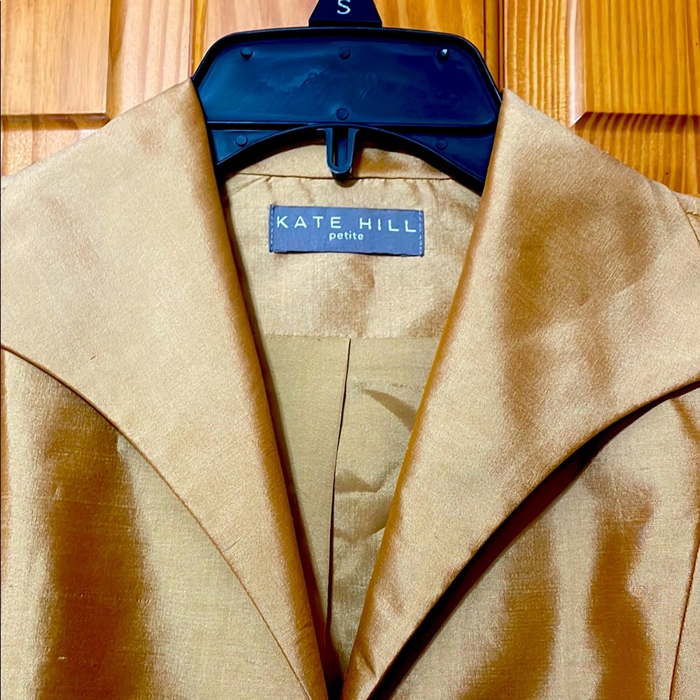 Kate Hill Silk Golden Wrap waist Blouse or Jacket.